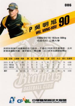 2015 CPBL #086 Ming-Hsu Wu Back