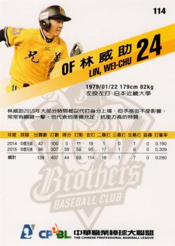 2015 CPBL #114 Wei-Chu Lin Back