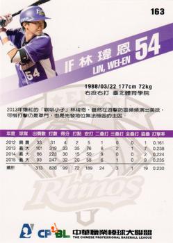 2015 CPBL #163 Wei-En Lin Back