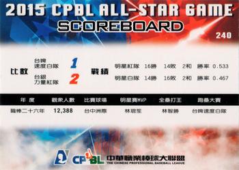 2015 CPBL #240 All-Star Game Scoreboard Back
