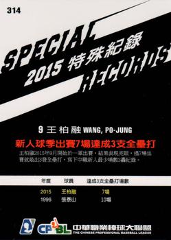2015 CPBL #314 Po-Jung Wang Back