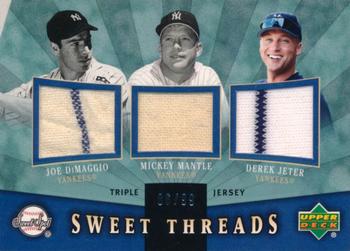 2004 Upper Deck Sweet Spot - Sweet Threads Triple Jersey #STT-DMJ Joe DiMaggio / Mickey Mantle / Derek Jeter Front
