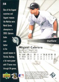 2004 Upper Deck Sweet Spot - Wood #58 Miguel Cabrera Back