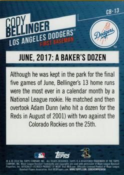 2018 Topps - Cody Bellinger Highlights #CB-13 June, 2017: A Baker's Dozen Back
