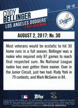 2018 Topps - Cody Bellinger Highlights #CB-19 August 2, 2017: No. 30 Back