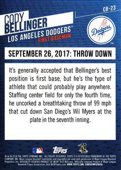 2018 Topps - Cody Bellinger Highlights #CB-23 September 26, 2017: Throw Down Back