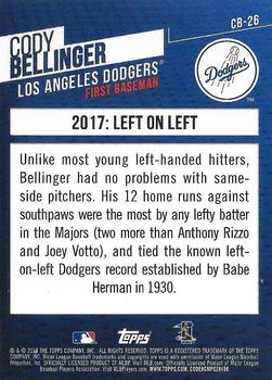 2018 Topps - Cody Bellinger Highlights #CB-26 2017: Left on Left Back