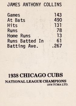 1976 TCMA 1938 Chicago Cubs #NNO Ripper Collins Back