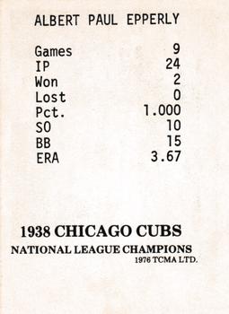 1976 TCMA 1938 Chicago Cubs #NNO Al Epperly Back