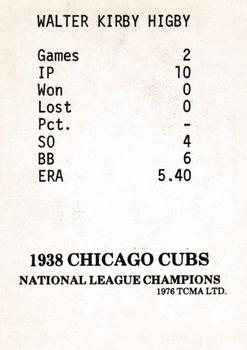 1976 TCMA 1938 Chicago Cubs #NNO Kirby Higbe Back