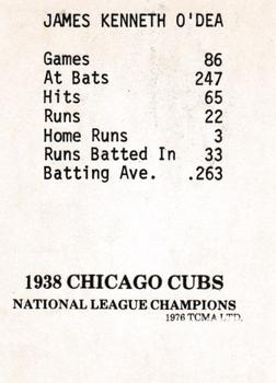 1976 TCMA 1938 Chicago Cubs #NNO Ken O'Dea Back