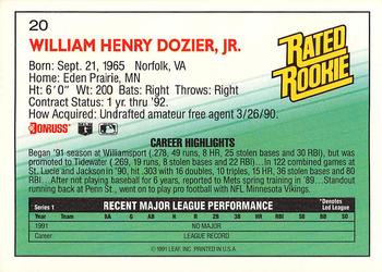 1992 Donruss #20 D.J. Dozier Back