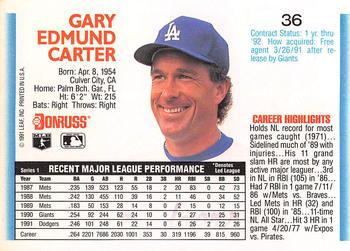 1992 Donruss #36 Gary Carter Back