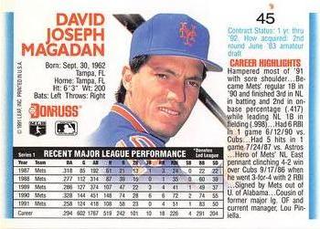 1992 Donruss #45 Dave Magadan Back