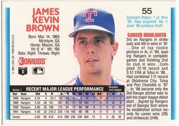 1992 Donruss #55 Kevin Brown Back