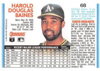 1992 Donruss #68 Harold Baines Back