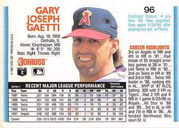 1992 Donruss #96 Gary Gaetti Back