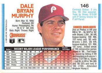 1992 Donruss #146 Dale Murphy Back