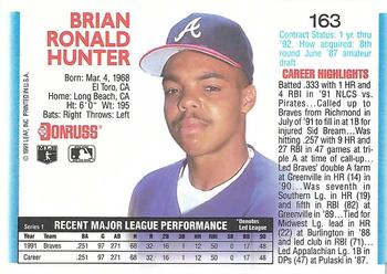 1992 Donruss #163 Brian Hunter Back