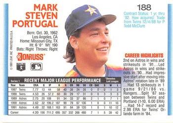 1992 Donruss #188 Mark Portugal Back