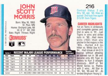 1992 Donruss #216 Jack Morris Back