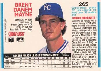 1992 Donruss #265 Brent Mayne Back