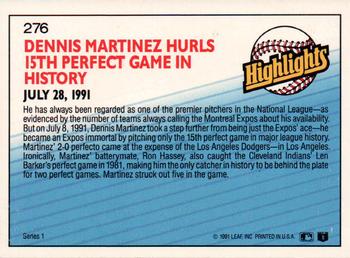 1992 Donruss #276 Dennis Martinez Back