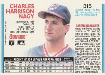 1992 Donruss #315 Charles Nagy Back