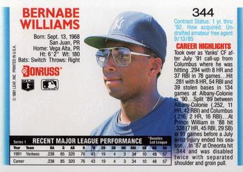 1992 Donruss #344 Bernie Williams Back