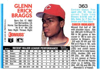 1992 Donruss #363 Glenn Braggs Back