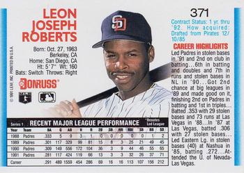1992 Donruss #371 Bip Roberts Back