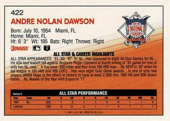 1992 Donruss #422 Andre Dawson Back
