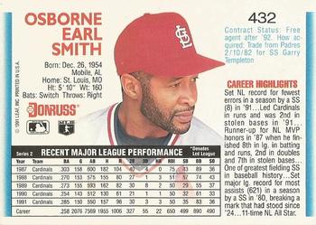 1992 Donruss #432 Ozzie Smith Back