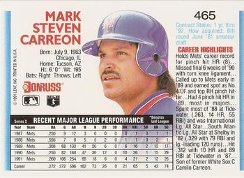 1992 Donruss #465 Mark Carreon Back