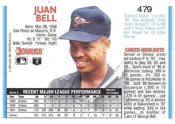 1992 Donruss #479 Juan Bell Back