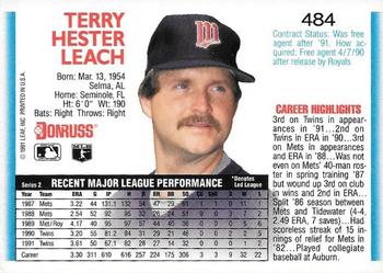 1992 Donruss #484 Terry Leach Back