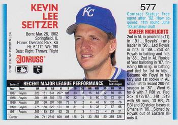 1992 Donruss #577 Kevin Seitzer Back