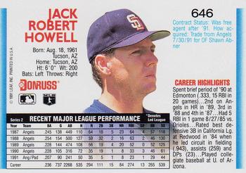 1992 Donruss #646 Jack Howell Back