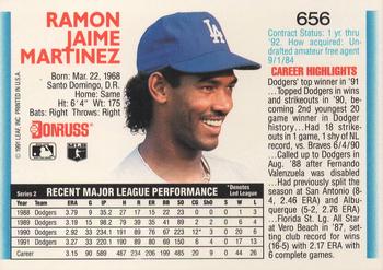 1992 Donruss #656 Ramon Martinez Back