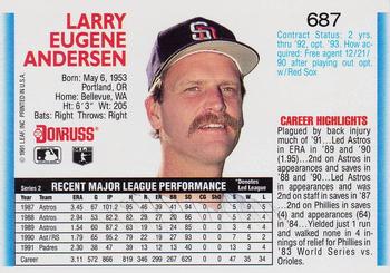 1992 Donruss #687 Larry Andersen Back