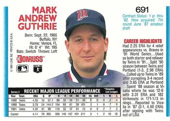 1992 Donruss #691 Mark Guthrie Back