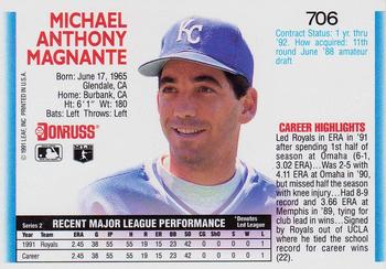 1992 Donruss #706 Mike Magnante Back