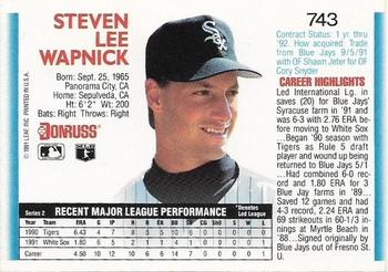 1992 Donruss #743 Steve Wapnick Back