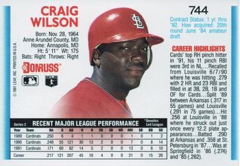 1992 Donruss #744 Craig Wilson Back