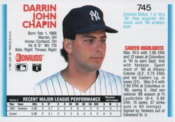 1992 Donruss #745 Darrin Chapin Back