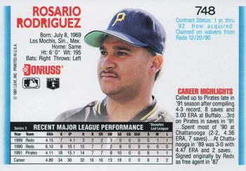 1992 Donruss #748 Rosario Rodriguez Back