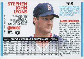 1992 Donruss #758 Steve Lyons Back