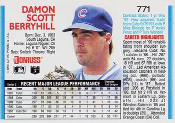 1992 Donruss #771 Damon Berryhill Back