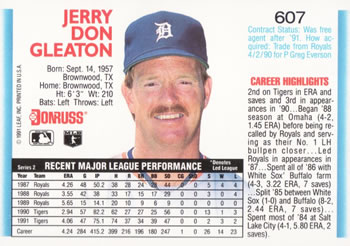 1992 Donruss #607 Jerry Don Gleaton Back