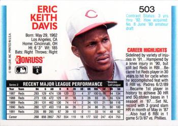 1992 Donruss #503 Eric Davis Back